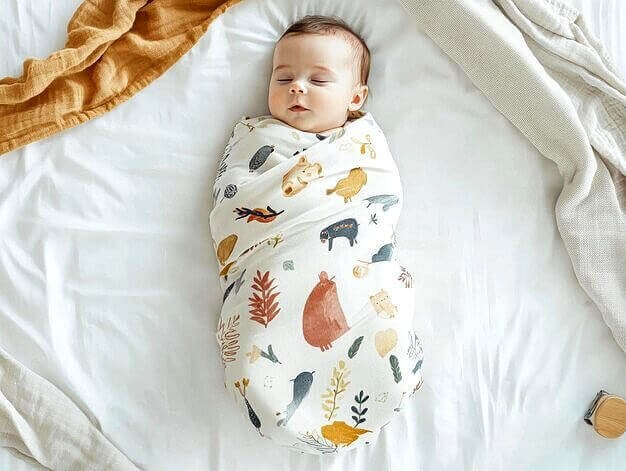 bébé qui dort dans un nid d'ange