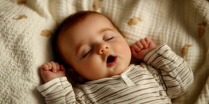 Bébé mignon dort la bouche ouverte